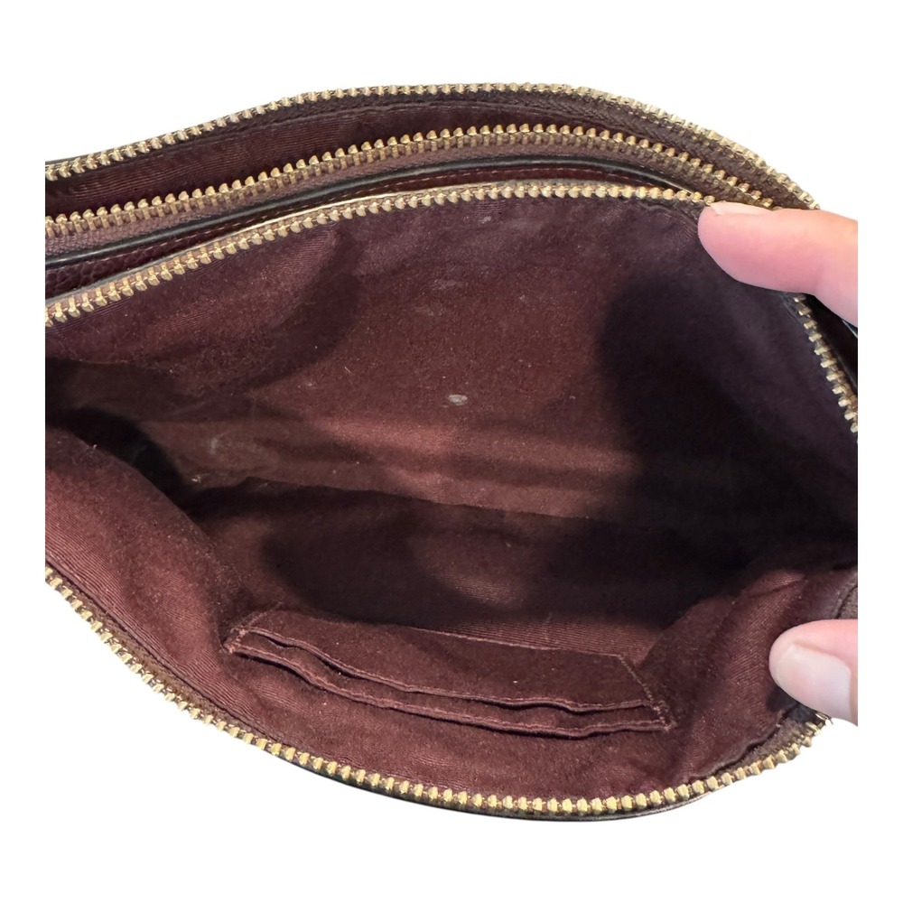 Coach Lyla Crossbody Bag Pebble Leather Double‎ Zip Burgundy Purse Handbag - Picture 10 of 10